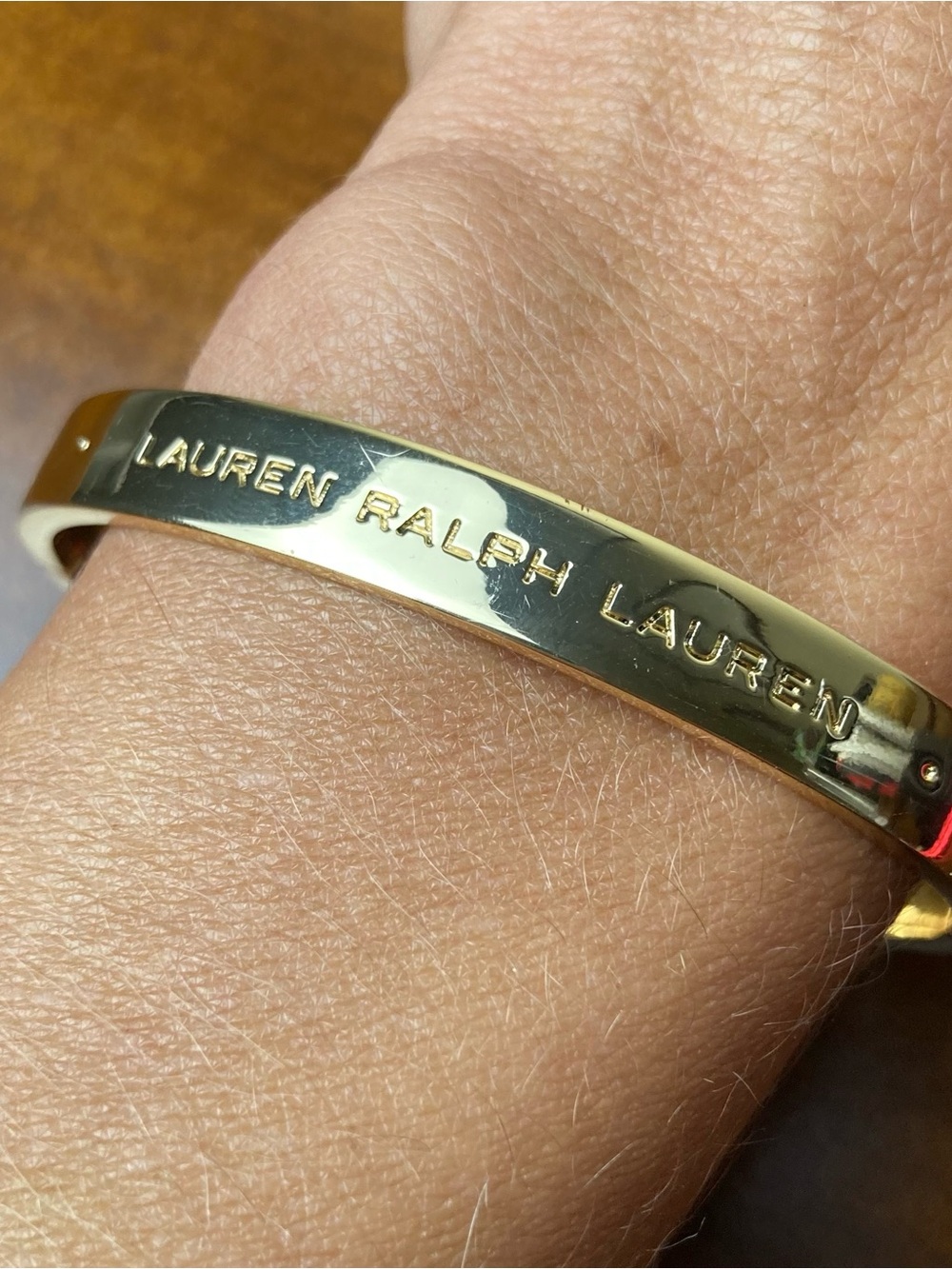Lauren Ralph Lauren Shiny Gold Logo Cuff Bracelet